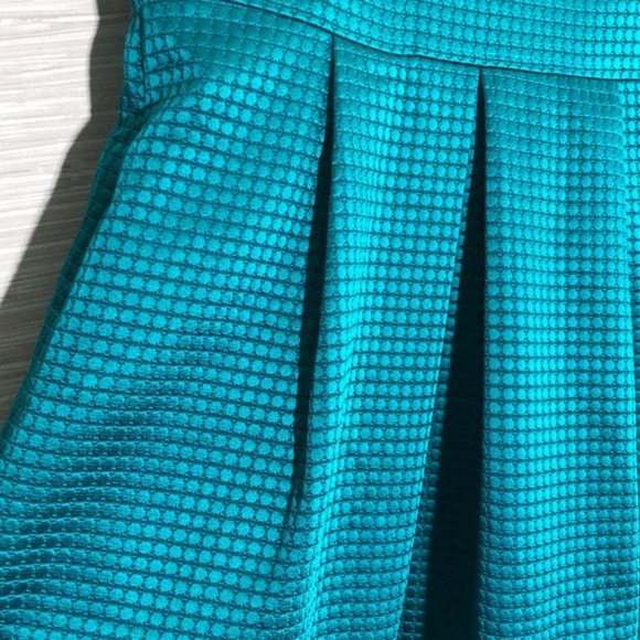 AG Phillips Size 8 Dress Teal Textured Sleeveless Career Style Pleated Skirt - Picture 4 of 9
